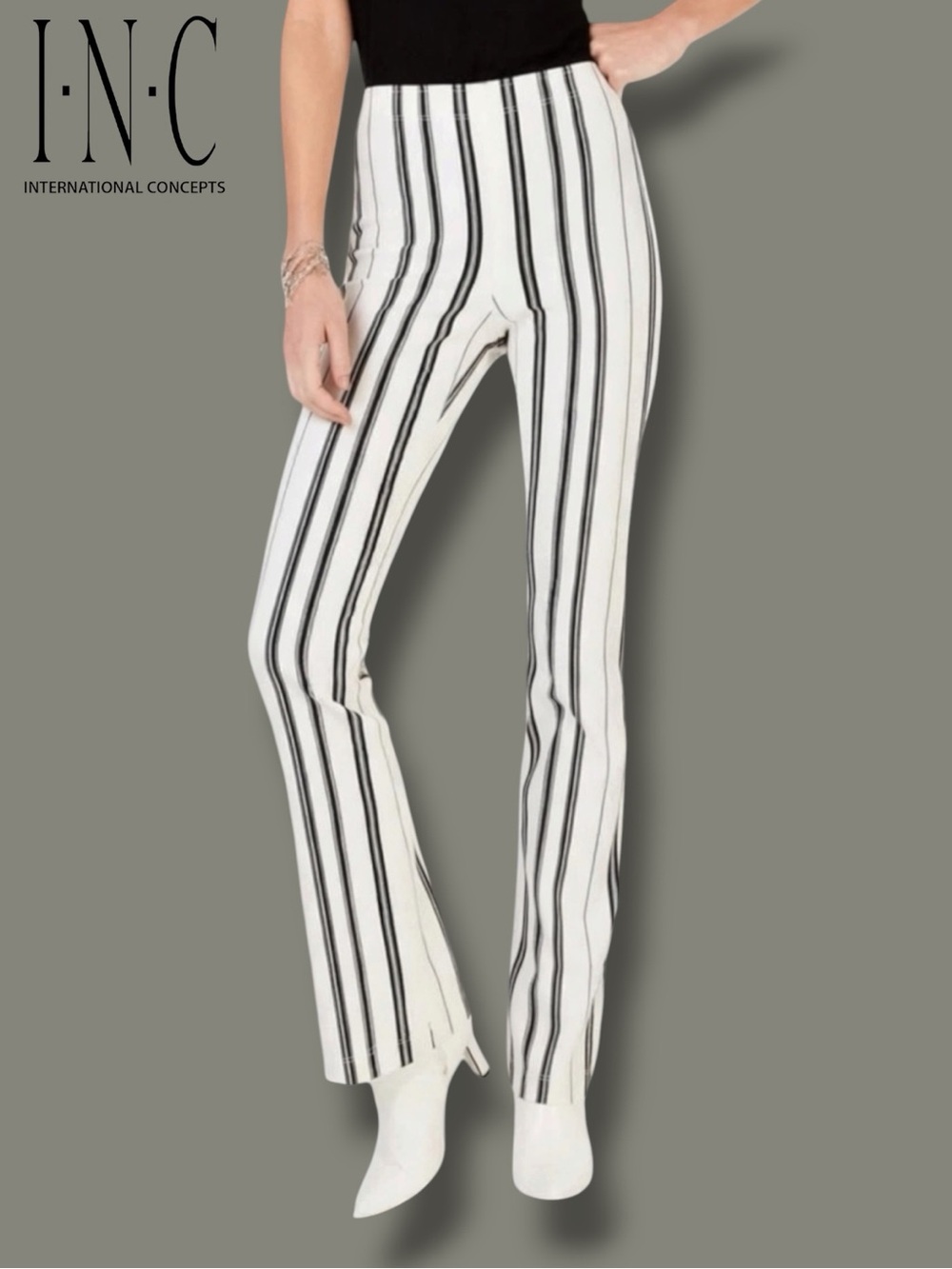 INC International Concepts Women’s Vertical-Striped Wide Leg Pants in the Size M